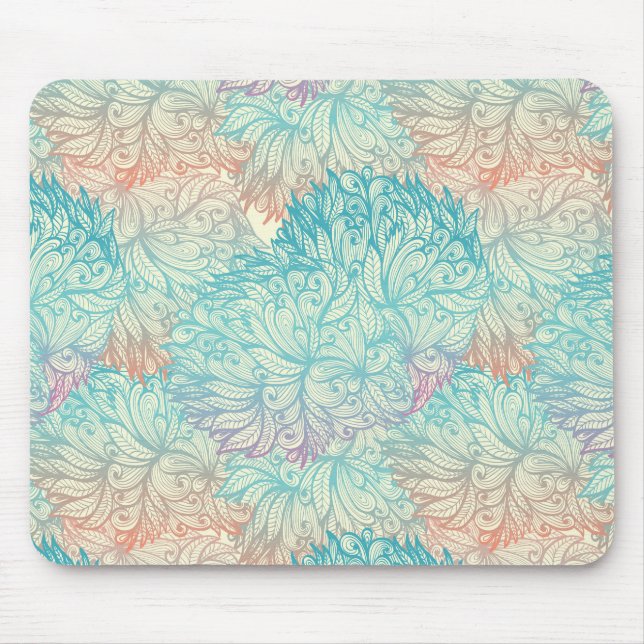 Multifärgad Blommigt Doodle Mönster Musmatta (Framsidan)