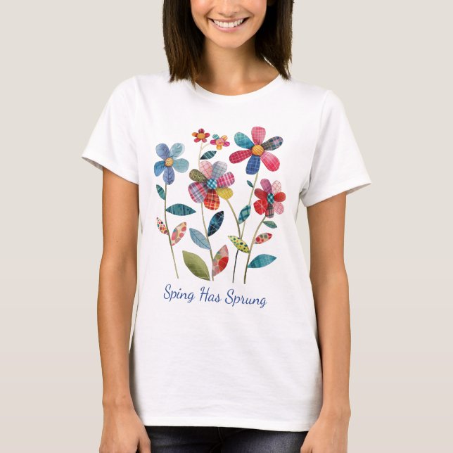 Multifärgad Blommigt Vår har Sprung T Shirt (Framsida)