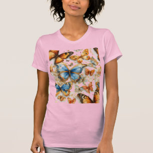 Multifärgad blommor i fjärilar, kvinnors t-shirt