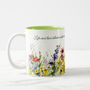 Multifärgad blommor Vattenfärg Skriv ut Två-Tonad Mugg