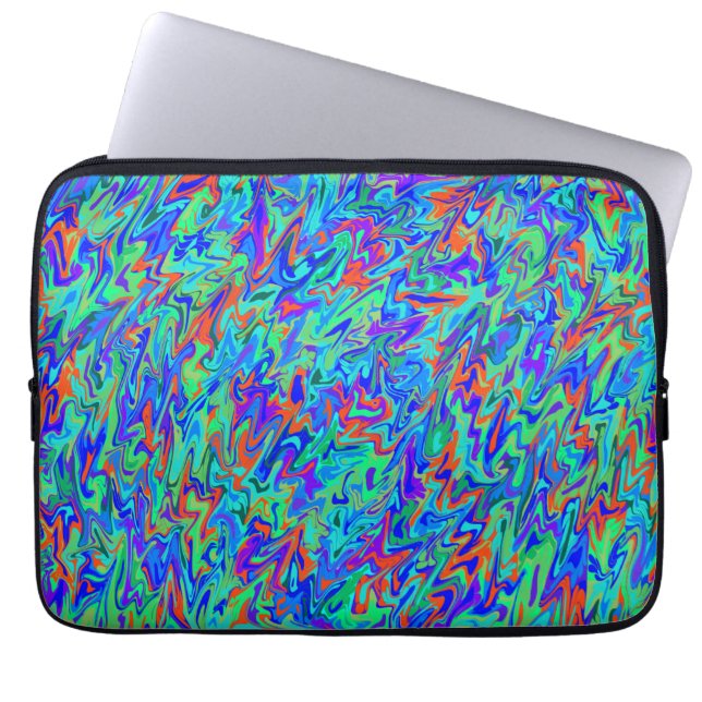 Multifärgad Blue Abstrakt Swirl Laptop Sleeve (Framsidan)