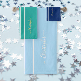 Multifärgad Blue Teal White Tävla Rand Monogram