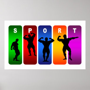 Multifärgad Bodybuilding Emblem Poster