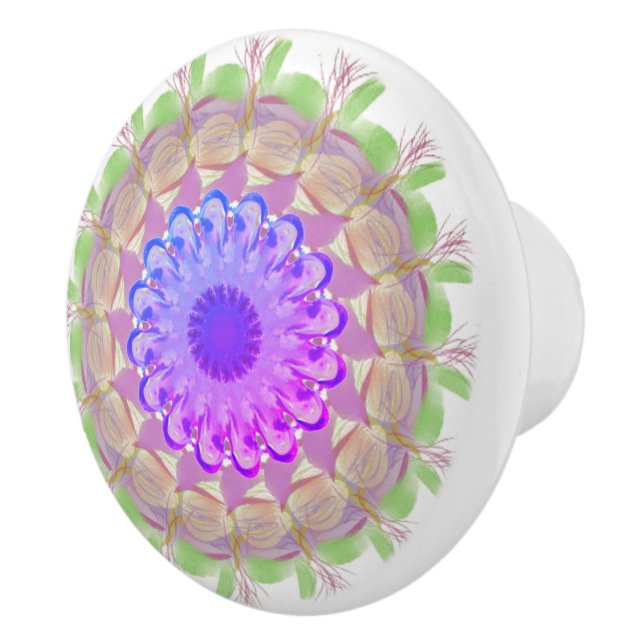 Multifärgad Bohemian Blommigt Ceramic Knob Knopp (Höger)