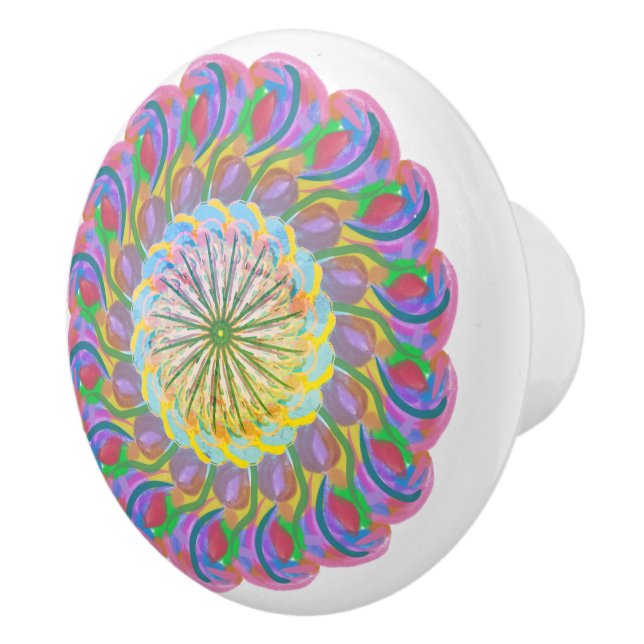 Multifärgad Bohemian Blommigt Ceramic Knob Knopp (Höger)