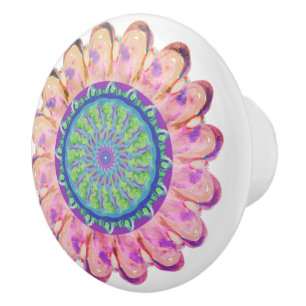 Multifärgad Bohemian Blommigt Ceramic Knob Knopp