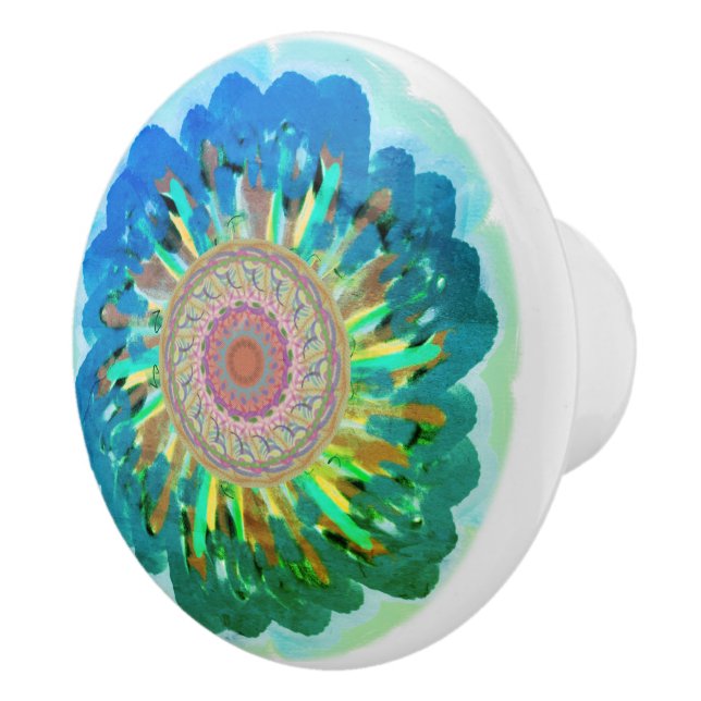 Multifärgad Bohemian Blommigt Ceramic Knob Knopp (Höger)