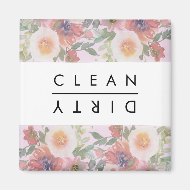 Multifärgad Boho Blommigts Clean/Dirty Magnet (Framsidan)