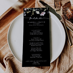 Multifärgad Boho Fall Blommigt Bröllop Middag Meny