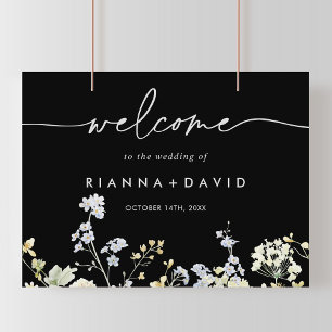 Multifärgad Boho Fall Blommigt Bröllop Välkomsttec Poster