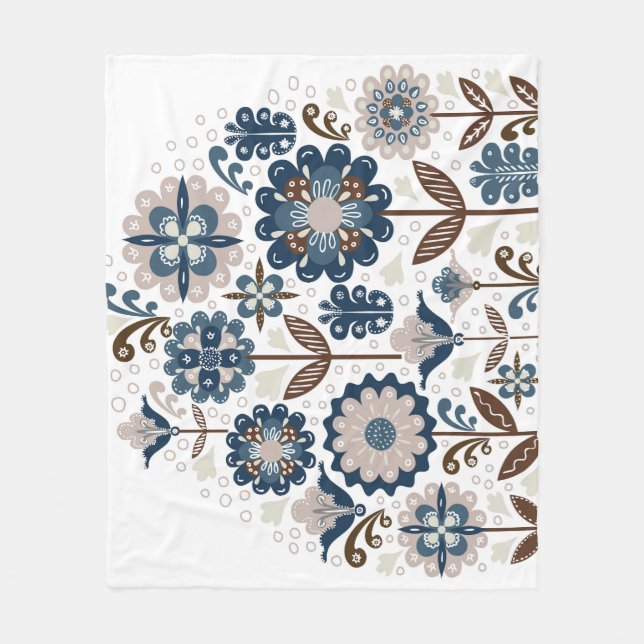 Multifärgad Bouquets: Hand plockade Fleecefilt (Framsidan)