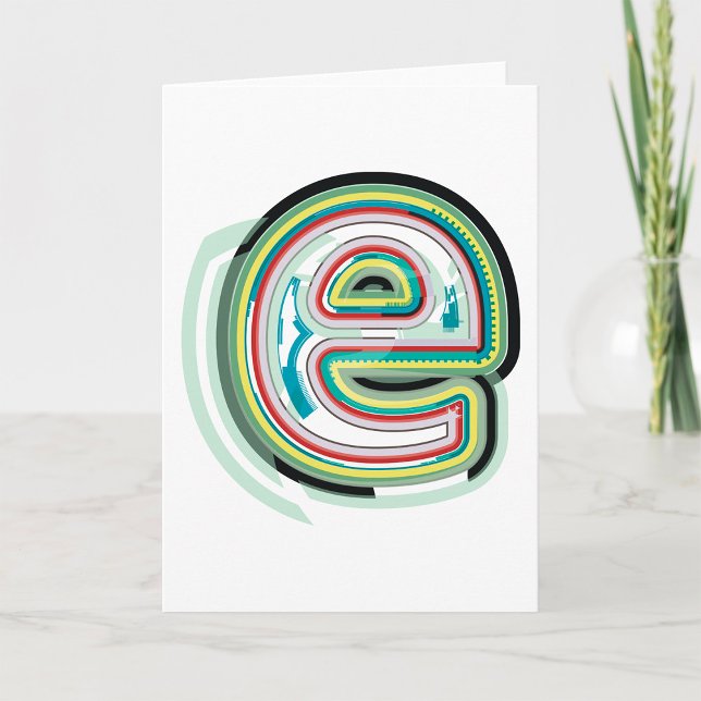 Multifärgad Brev E Abstrakt Modern typografi Kort (Skapare uppladdad)