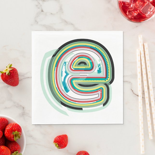 Multifärgad Brev E Abstrakt Modern typografi Pappersservett (Skapare uppladdad)