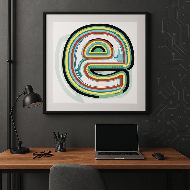 Multifärgad Brev E Abstrakt Modern typografi Poster (Skapare uppladdad)