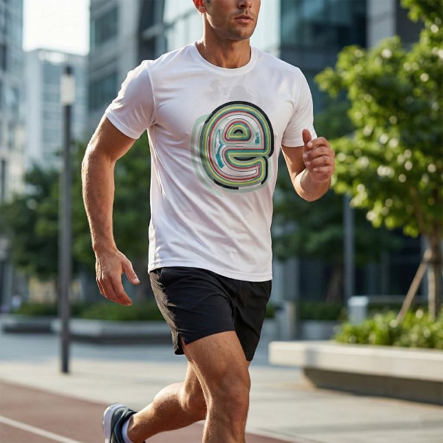 Multifärgad Brev E Abstrakt Modern typografi T Shirt (Skapare uppladdad)