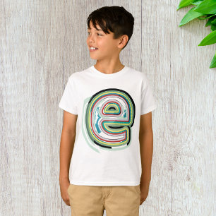 Multifärgad Brev E Abstrakt Modern typografi T Shirt