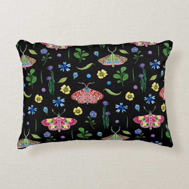 Multifärgad Butterflies: Bright Sömlös Mönster Prydnadskudde (Framsidan)