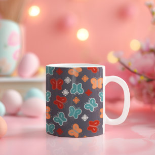 Multifärgad Butterfly Kaffemugg