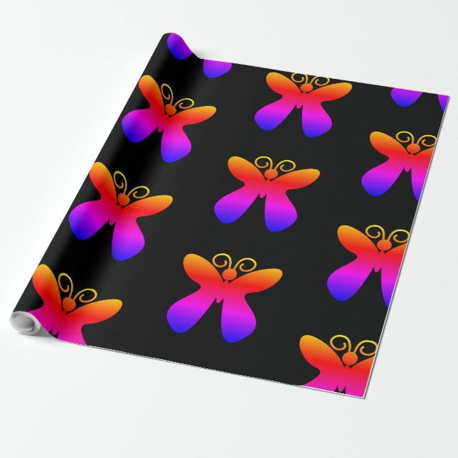 Multifärgad butterfly Mönster Presentpapper (Utrullad)