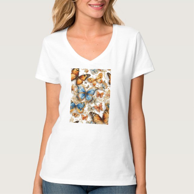 Multifärgad Butterlies Women's t-shirt (Framsida)
