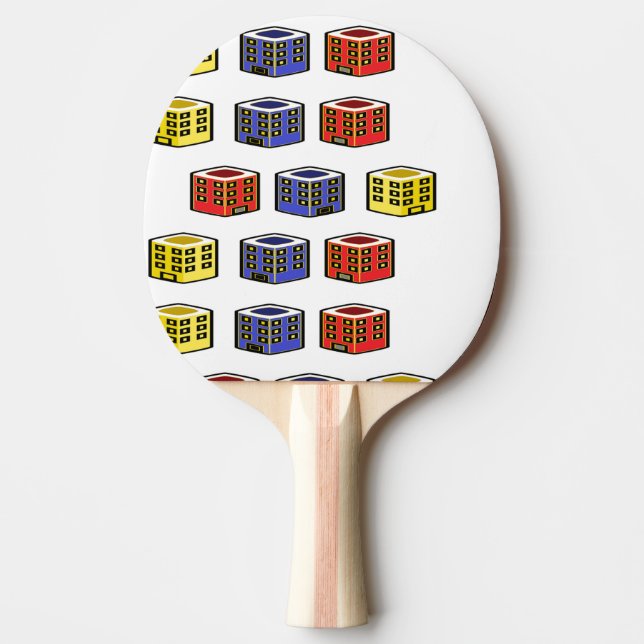 multifärgad byggnad pingisracket (Framsidan)