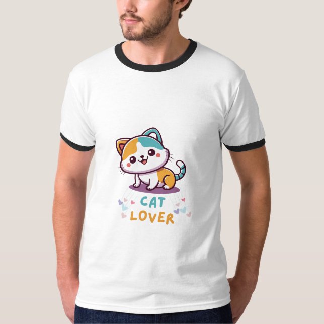 Multifärgad Cat Lover T Shirt (Framsida)