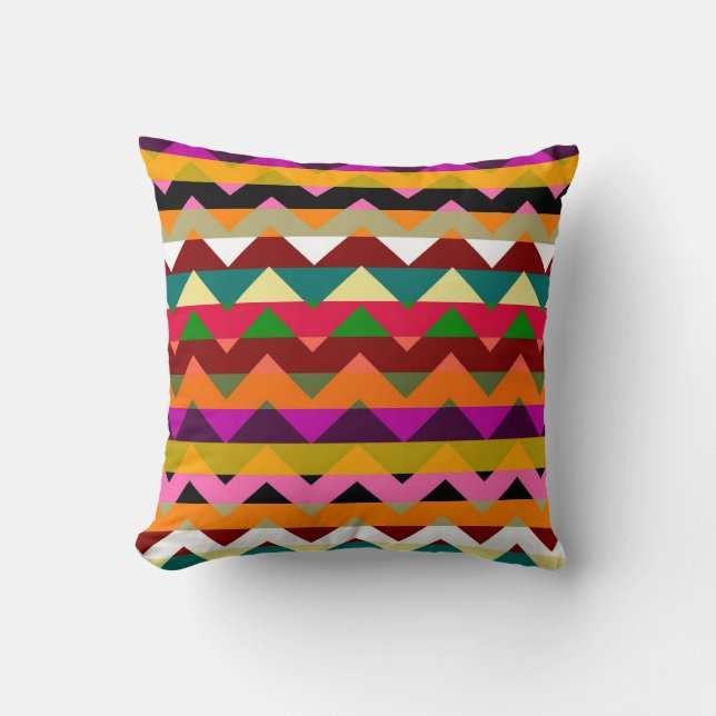 Multifärgad Chevron Zigzag Rand Mönster 11 Kudde (Framsida)