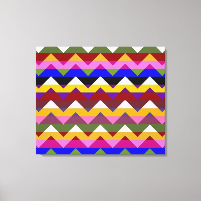 Multifärgad Chevron Zigzag Rand Mönster 3 Canvastryck (Framsida)