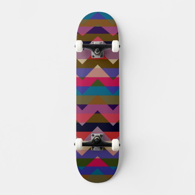 Multifärgad Chevron Zigzag Rand Mönster 9 Skateboard Bräda 19,5 Cm (Framsida)