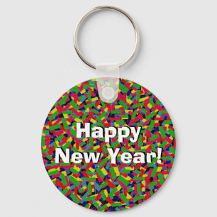 Multifärgad Confetti "Gott nytt år!" Nyckelring