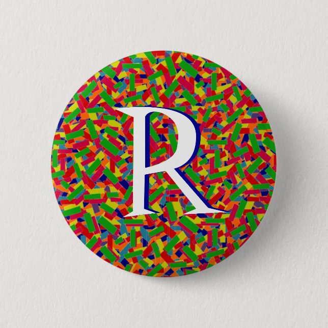 Multifärgad Confetti Monogrammed Knapp (Framsida)