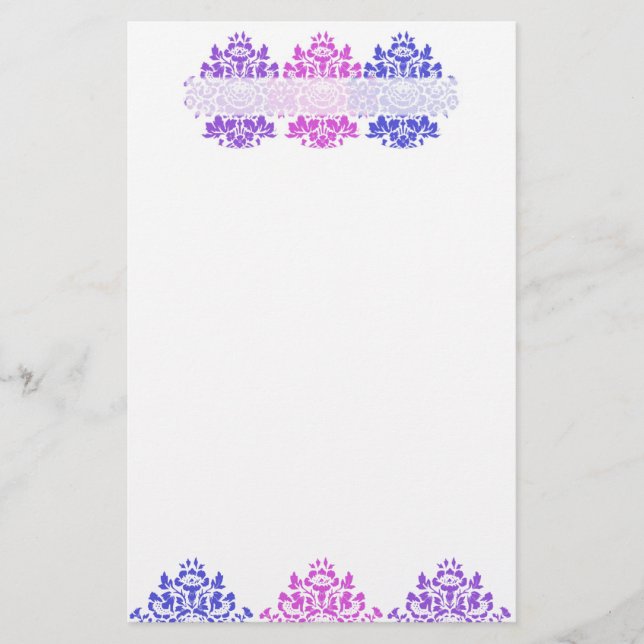 Multifärgad Damask Brevpapper (Framsida)