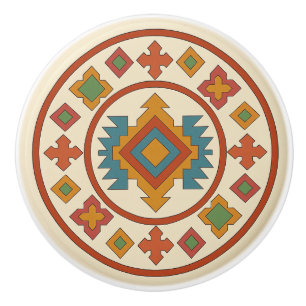 Multifärgad Diamond Kor Zapotec Ceramic Knob Knopp