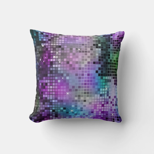 Multifärgad Disco Glitter Kudde (Framsida)