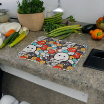 Multifärgad Doodle Monster Ansikte