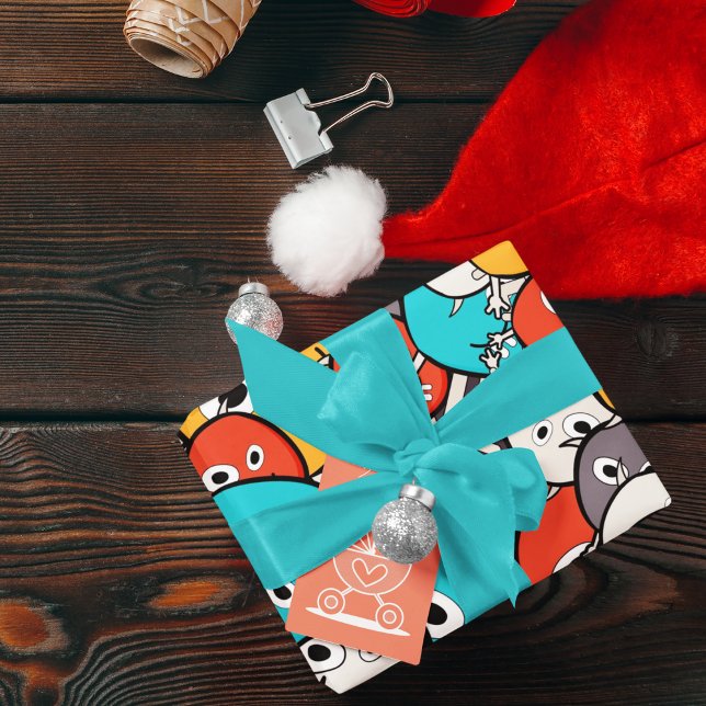 Multifärgad Doodle Monster Tecknad Presentpapper (doodle monster birthday packing gift wrap,gift wrapping paper,return gift wrap paper,paper gift)