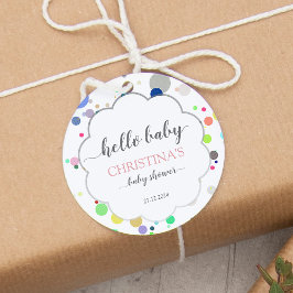 Multifärgad Dots Baby Shower Gåvor Etiketter