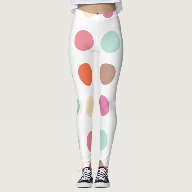 Multifärgad Dots Mönster Leggings (Framsida)