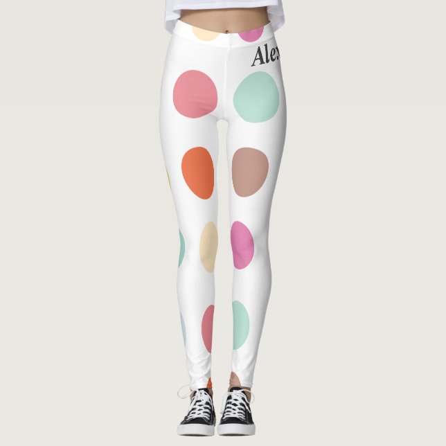 Multifärgad Dots Mönster Leggings (Framsida)