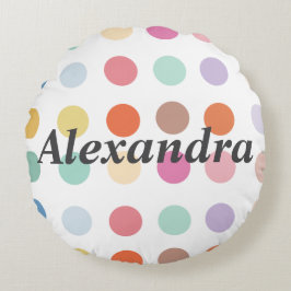 Multifärgad Dots Mönster Rund Kudde