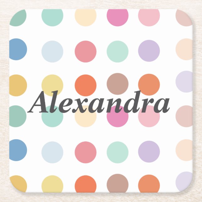 Multifärgad Dots Mönster Underlägg Papper Kvadrat (Framsidan)