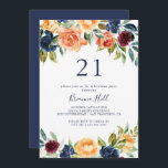 Multifärgad Elegant Blommigt 21:a födelsedag Party Inbjudningar<br><div class="desc">Den här multifärgadens elegant-blommigt 21:a födelsedagsinbjudan är perfekt för ett modernt födelsedagsfirande. Utformningen kännetecknas av rosa,  ,  gult,  burgundi,  rött,  indigoblommor och gröntens bladverk,  inspirerande naturskönhet.</div>