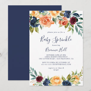 Multifärgad Elegant Blommigt Baby Sprinkle-inbjuda Inbjudningar