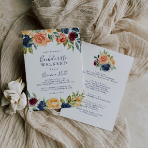 Multifärgad Elegant Blommigt Bachelorette Helg Inbjudningar