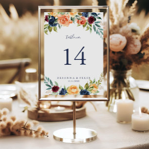 Multifärgad Elegant Blommigt Bröllop Bordsnummer