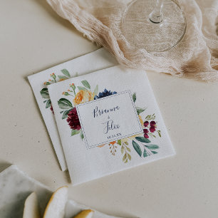 Multifärgad Elegant Blommigt Bröllop Napkin Pappersservett