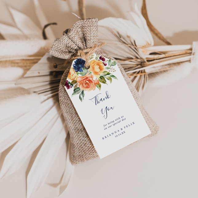 Multifärgad Elegant Blommigt Bröllop Tack Presentetikett (Skapare uppladdad)