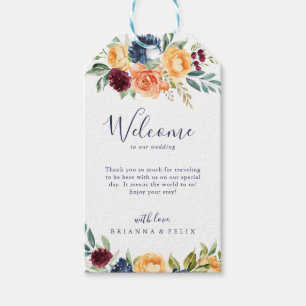Multifärgad Elegant Blommigt Bröllop Välkommen Presentetikett