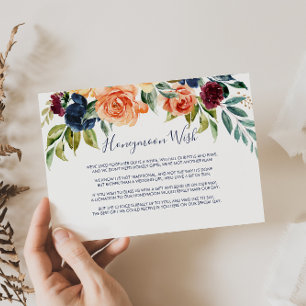 Multifärgad Elegant Blommigt Honeymoon Wish Tilläggskort