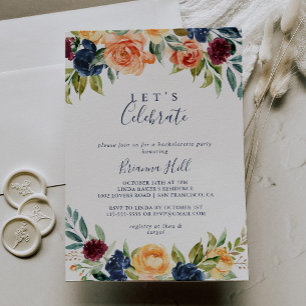 Multifärgad Elegant Blommigt Låt oss Celebrate Par Inbjudningar